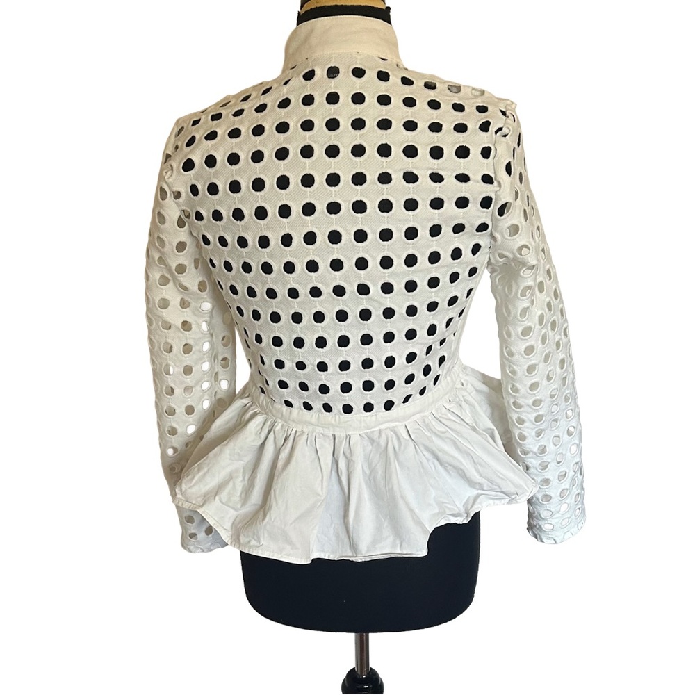 Garcia Punched Hole White Eyelet Peplum Jacket. Size S - Picture 3 of 11